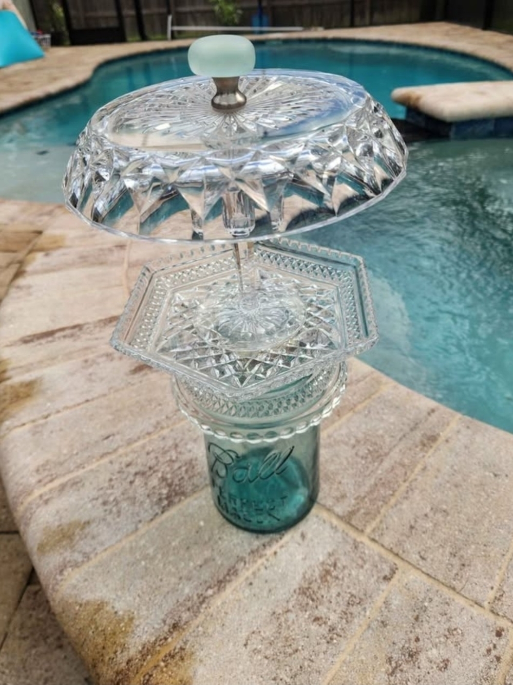 Handcrafted Vintage Glass Bird Feeder & Seed Reservoir One Of A Kind - Picture 4 of 6